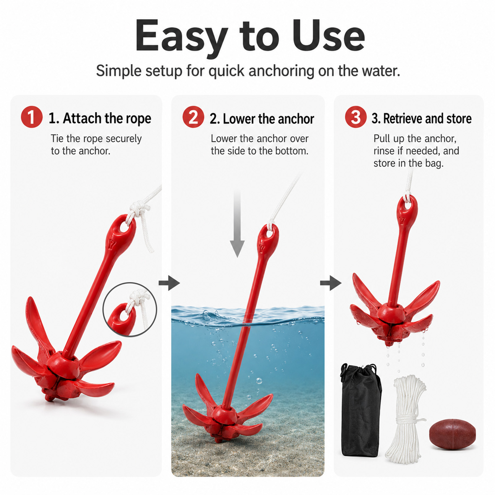 1.5kg Marine Kayak Anchor Kit  - đánh giá và giá Kayak Anchor Kit Folding 1.5Kg