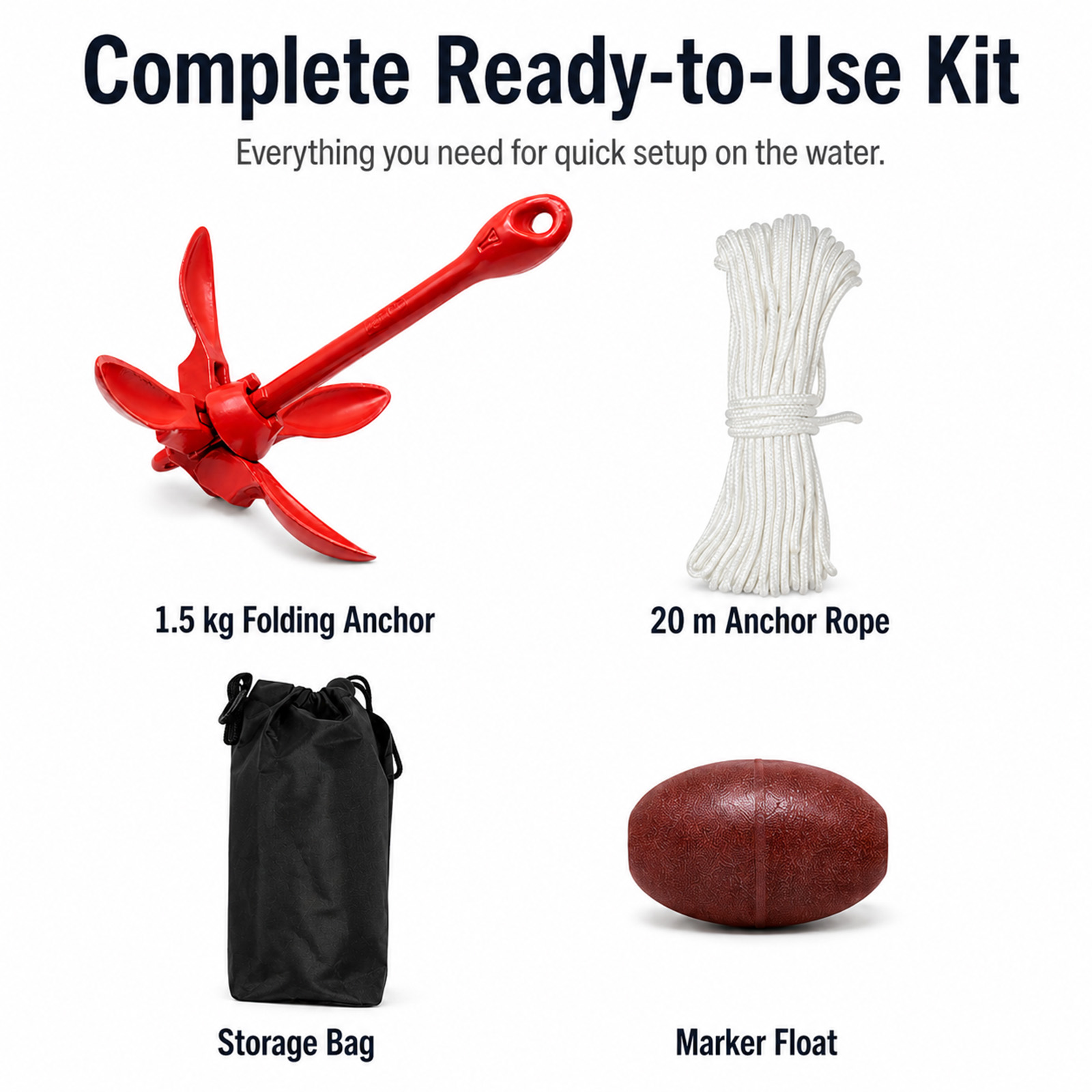 1.5kg Marine Kayak Anchor Kit  - đánh giá và giá Kayak Anchor Kit Folding 1.5Kg