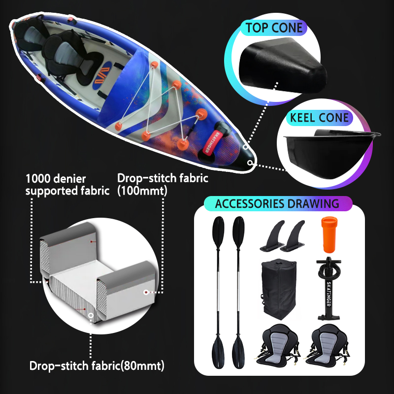 Skatinger Full Drop Stitch 3-P - đánh giá và giá Inflatable Kayak 2 Person Drop Stitch
