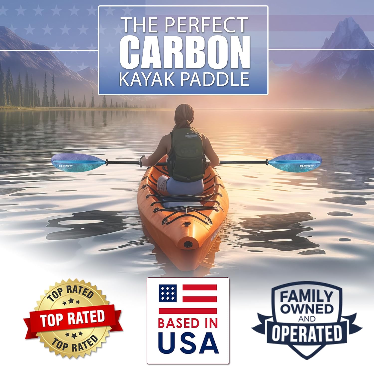 Carbon Fiber Kayak Paddle, 2-P - đánh giá và giá Kayak Paddle Carbon Fiber 2 Piece