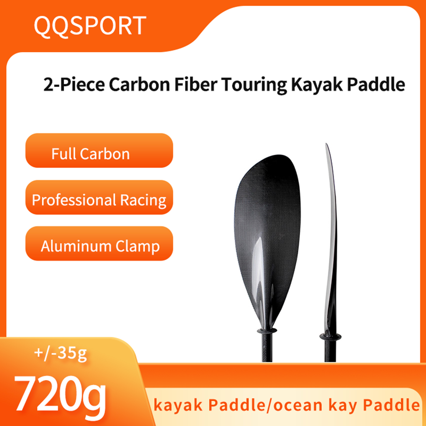QQSPORT  kayak paddle，Full car - đánh giá và giá Kayak Paddle Carbon Fiber 2 Piece